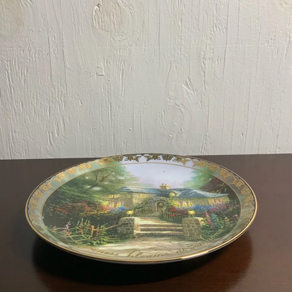 Bradford Exchange Thomas Kinkade Hollyhock House Happiness Blooms Plate 2001
